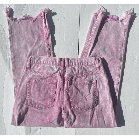 We The Free Womens Cropped Raw Hem Distressed Jeans Pink Size 25 - Picture 4 of 5